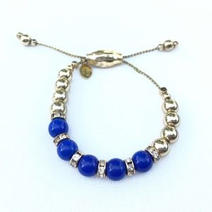 CARA NY Gold Tone Bead Rhinestone Slide Bracelet